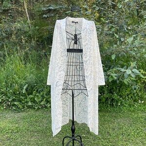 NWT Francesca Bettini Women's Lace Cardigan Floral Crochet Sheer Beach Kimono